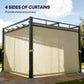 10' x 10' Outdoor Gazebo, Retractable Pergola Canopy with Curtains, UPF30+ Free Standing Metal Pergola Kit, Beige