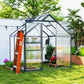 6' x 6' x 6.5' Polycarbonate Greenhouse, Walk-in Green House with Adjustable Roof Vent Galvanized Base Sliding Door Rain Gutter for Outdoor Garden Backyard, Grey