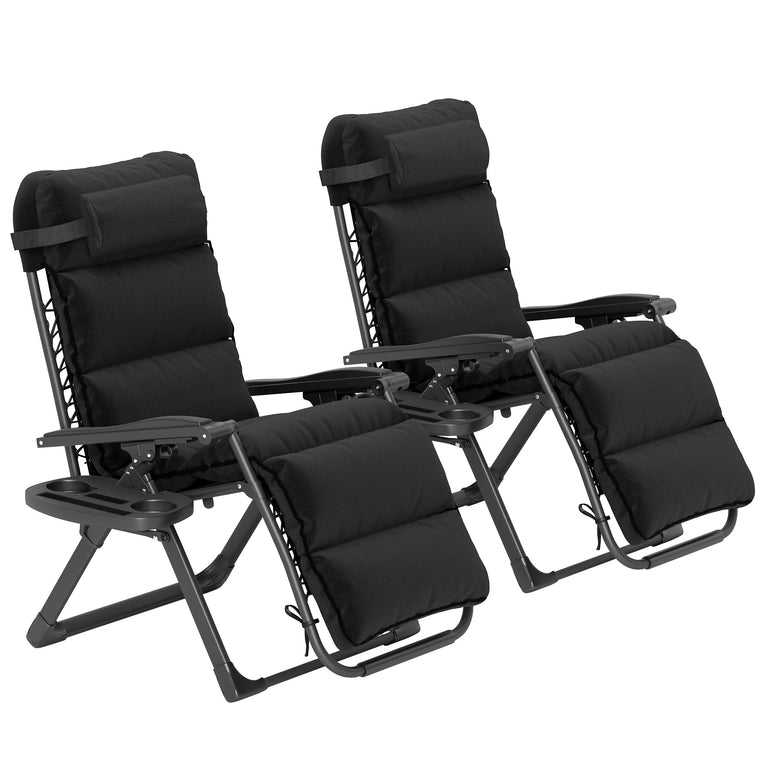2-Piece Reclining Zero Gravity Lounger with Removable Cushion