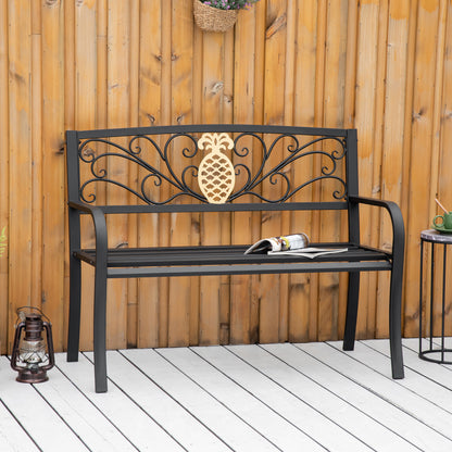 Black & Gold 45" Steel Garden Loveseat