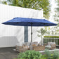 15ft Double-sided Patio Umbrella with Twin Canopy, Extra Large Outdoor Parasol with Crank for Pool, Deck, Market, Blue