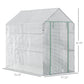73" x 47" x 75" Walk-in Greenhouse Outdoor Portable Plant Flower Growth Warm House Garden Tunnel Shed with Roll-up Door and 4 Shelves, White