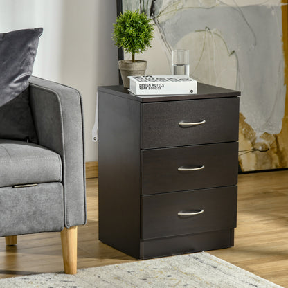 3-Drawer Nightstand with Metal Rail - Dark Brown