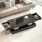 Coffee Table with Adjustable LED Lights, Center Table with 2 Drawers, Open Shelf, Remote, High Gloss Marble-Effect Black