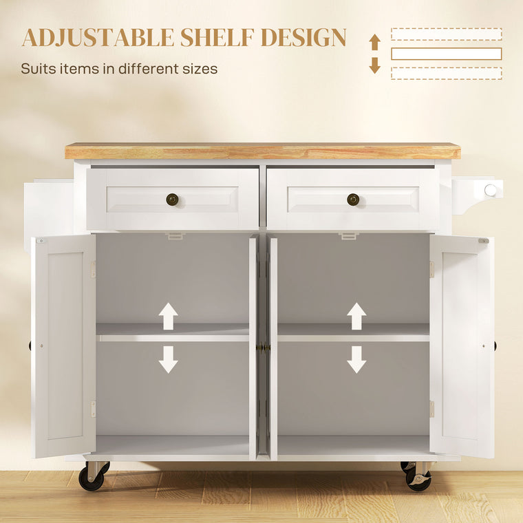 Rolling Kitchen Island Cart with Spice Rack - Grey