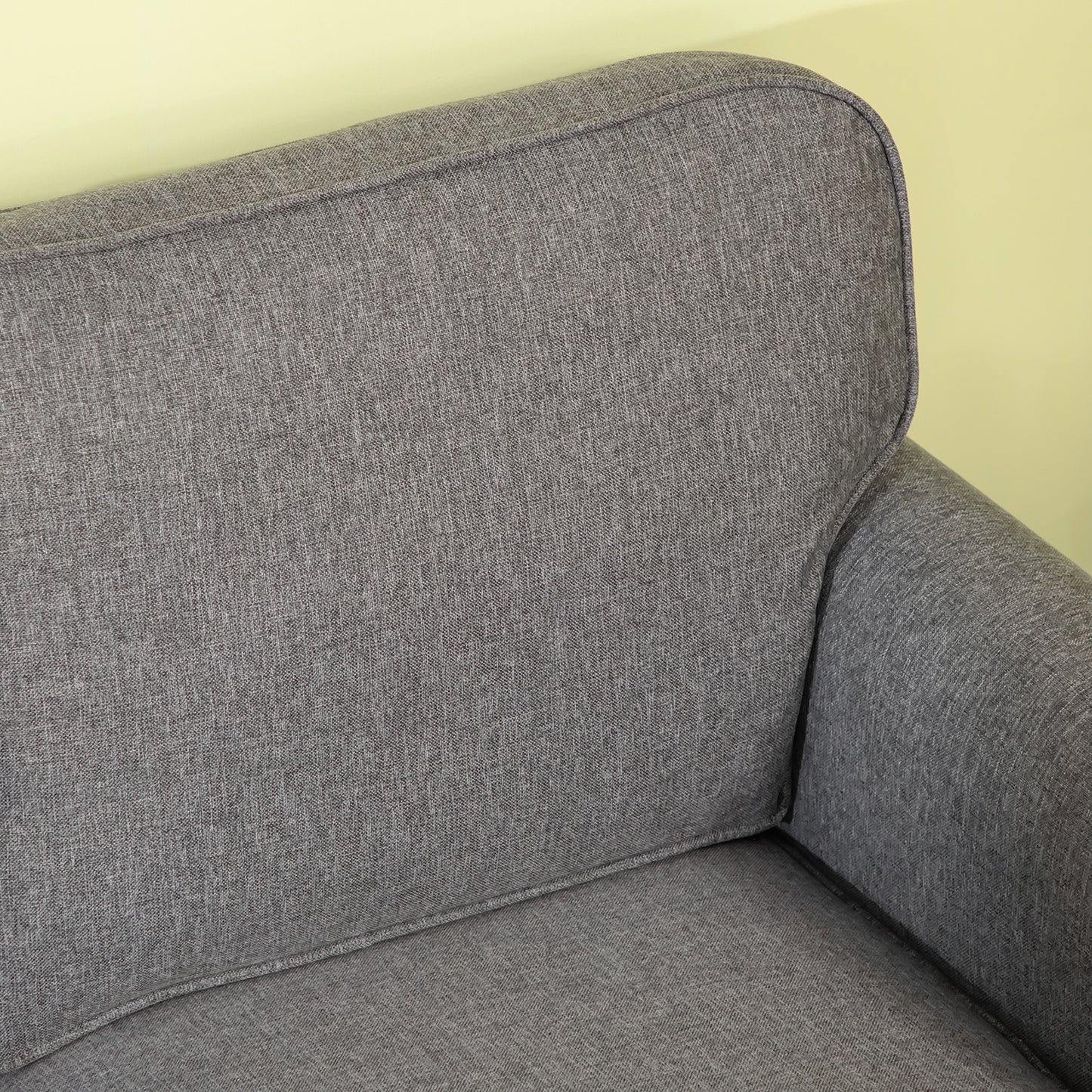 3-Seater Sofa Couch, 81" Modern Upholstered Linen Fabric Sofa with Rubberwood Legs, Nailhead Trim and Rolled Arms for Living Room, Bedroom and Apartment, Grey