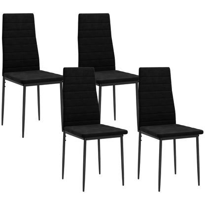 High Back Dining Chairs Set of 4 with Metal Legs - Black