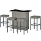 5 Pieces Patio Bar Set, Outdoor PE Rattan Wicker High Top Outdoor Table and Chairs Outdoor Bar Set with Tempered Glass Top Bar Table and Shelves, 4 Bar Chairs, Black