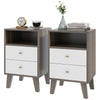 Nightstands Set of 2 with 2 Drawers and Storage - Grey