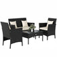 4-Piece Rattan Outdoor Furniture Set Patio Furniture Set with Coffee Table 22.8" W x 21.7" D x 33.5" H Black & Cream