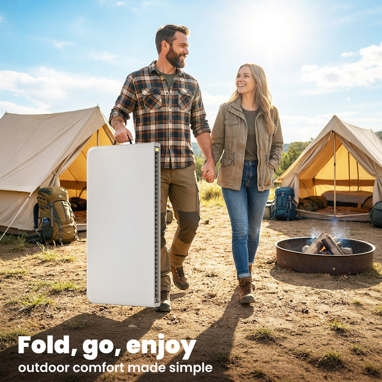 34" x 34" White Folding Picnic Table
