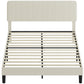 Queen Size Bed Frame with Adjustable Upholstered Headboard Platform Bed Frame Wood Slat Support Noise Free Light Grey
