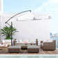 9FT Offset Hanging Patio Umbrella Cantilever Umbrella with Easy Tilt Adjustment, Cross Base and 8 Ribs for Backyard, Poolside, Lawn and Garden, White