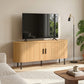TV Stand for TVs up to 60", Modern Entertainment Center with Curved Sliding Doors, Natural Wood