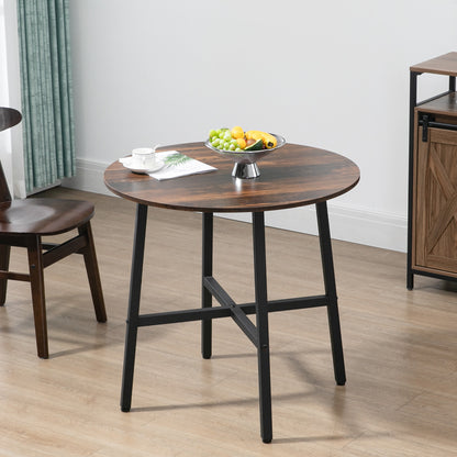 31.5" Round Industrial Dining Table - Rustic Brown