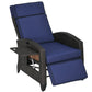 Outdoor Recliner Chair with Adjustable Backrest, Cushion, Side Tray, Black