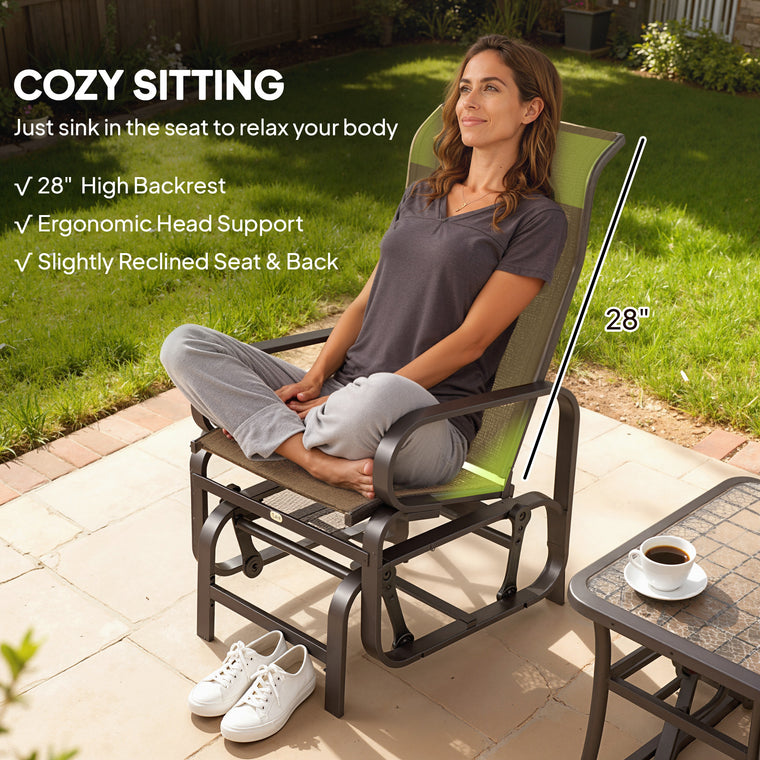 Outdoor Glider Chair with Breathable Mesh Fabric