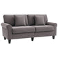Modern 3 Seater Sofa, Corduroy Fabric 3 Seater Couch with Pine Wood Legs and Rolled Armrests for Living Room, Light Grey