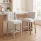 Tufted Counter Bar Stools Set of 2 - Beige