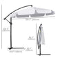 9FT Offset Hanging Patio Umbrella Cantilever Umbrella with Easy Tilt Adjustment, Cross Base and 8 Ribs for Backyard, Poolside, Lawn and Garden, White