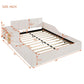 Full Size Upholstered Platform Bed with Built-In Bedside Desk and Round Stool, Solid Bedboard for Families, 80'' L x 68'' W x 29'' H, Beige