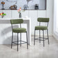 Set of 2 Barstools, Upholstered Corduroy Bar Stools with Backrest, Footrest for Kitchen Island, Dining Room, Green