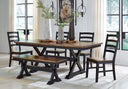 6 Pc. Table, 4 Chairs, Bench