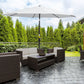 10' x 8' Round Market Umbrella, Patio Umbrella with Crank Handle and Tilt, Outdoor Parasol for Garden, White
