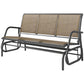 3-Seat Outdoor Glider Chair, Patio Rocking Chair, Steel Frame, Sling Fabric Seat for Garden, Backyard, Lawn, Brown