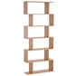 76" 6-Tier Geometric Wooden Bookcase S Shaped Storage Display Bookshelf Modern shelf Open Concept Living Room Home Office Furniture, Maple