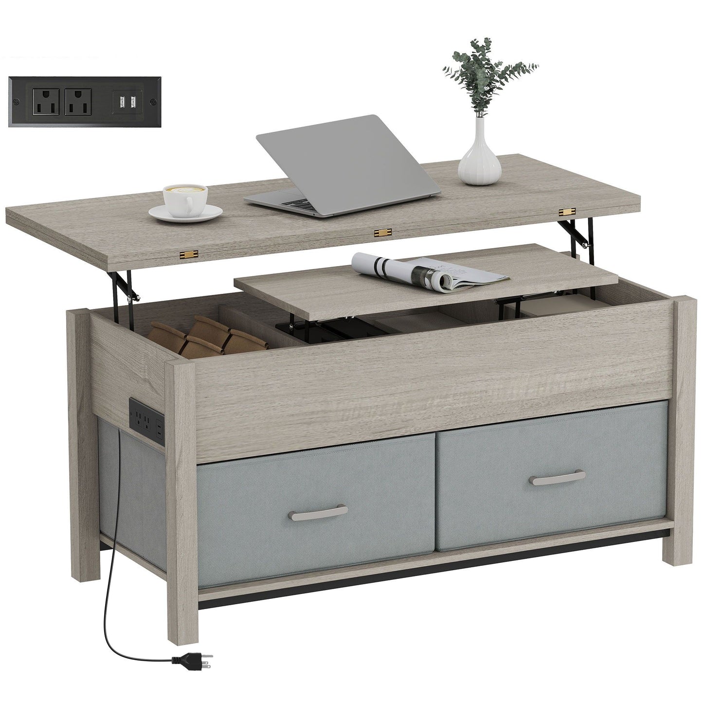 Lift Top Coffee Table with Charging Station