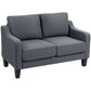 Linen Loveseat Sofa with Pocket Spring - Charcoal Grey