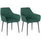 Set of 2 Upholstered Linen Dining Chairs - Dark Green