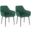 Set of 2 Upholstered Linen Dining Chairs - Dark Green