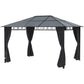 13' x 10' Polycarbonate Hardtop Gazebo Canopy, Outdoor Patio Gazebo with Aluminum Frame & Curtains, Dark Grey