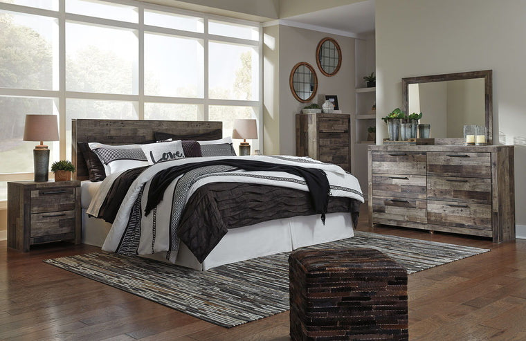 Derekson - King Panel Headboard with Bolt on Bed Frame - Multi Gray