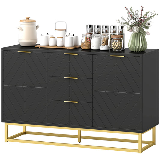 Sideboard Buffet Cabinet with 3 Drawers - Black