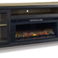 Foyland - Black / Brown - 83" TV Stand With Electric Infrared Fireplace Insert