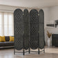 Bohemian Privacy Screen, Folding Room Divider with 4 Panels and Arched Top for Bedroom Living Room Office, Black