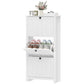 Slim Shoe Cabinet with 3 Flip Drawers, Shoe Storage Cabinet with Adjustable Shelves for Entryway, Holds 12 Pairs, White