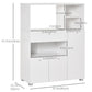 Compact Kitchen Pantry Cabinet with Microwave Stand - White