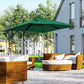 8' x 8' Square Cantilever Umbrella with 360° Rotation, Aluminum Outdoor Cantilever Market Parasol with Crank & Tilt, Garden Sun Canopy Shelter with Cross Base, Green