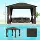 10' x 12' Deluxe Hardtop Gazebo Aluminum Frame Patio Gazebo Garden Sun Shelter Outdoor Pavilion, Coffee