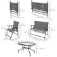 Outdoor 4 Pieces Patio Furniture Set, Garden Set with Two Foldable Armchairs, a Loveseat & Glass Top Table, Mixed Grey