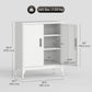 Locking Storage Filing Cabinet with Doors - White