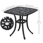 21" Square Outdoor End Table, Cast Aluminum Patio Side Table with Umbrella Hole for Garden, Balcony, Poolside, Black