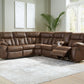 Trail Boys - Walnut - 2-Piece Reclining Sectional With Raf Reclining Loveseat With Console - Faux Leather