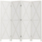 4-panel Wall Partition Farmhouse Room Separator with Foldable Design Wooden Frame 5.6FT, White