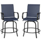 Outdoor Bar Stools Set of 2, 360° Swivel Bar Height Chairs, 26.8" x 29.5" x 48.4", Navy Blue