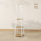 Clothes Rack with Storage, Garment Rack with 8 Hooks and 3-Tier Shelf, Clothes Stand for Bedroom, Entryway, Oak